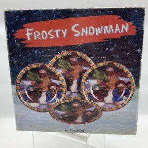 VTG Set of 4 Susan Winget Frosty Snowman Dessert Plates by Certified 8" #5477